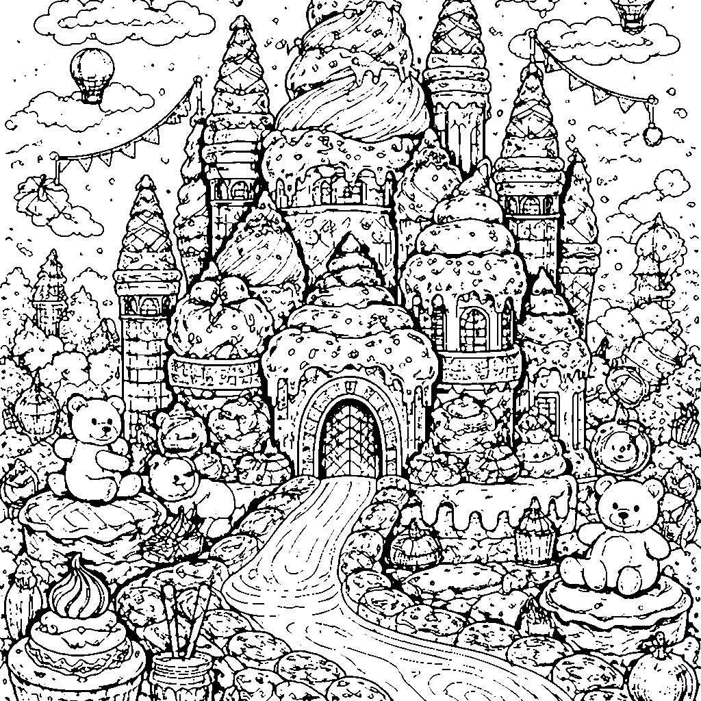 Magical Ice Cream Castle Coloring Page
