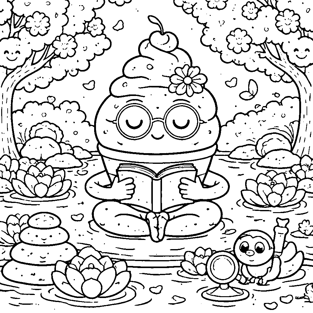 Meditating Ice Cream Cone Coloring Page