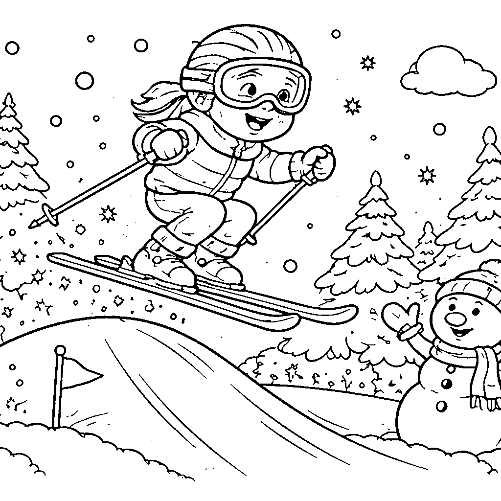 Young Skier Jumping Over Obstacles