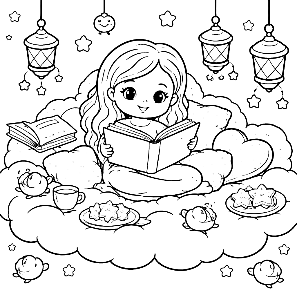 Cozy Mother's Day Coloring Page with a Dreamy Nook