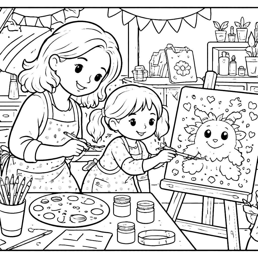 Creative Mother's Day Coloring Page for Kids