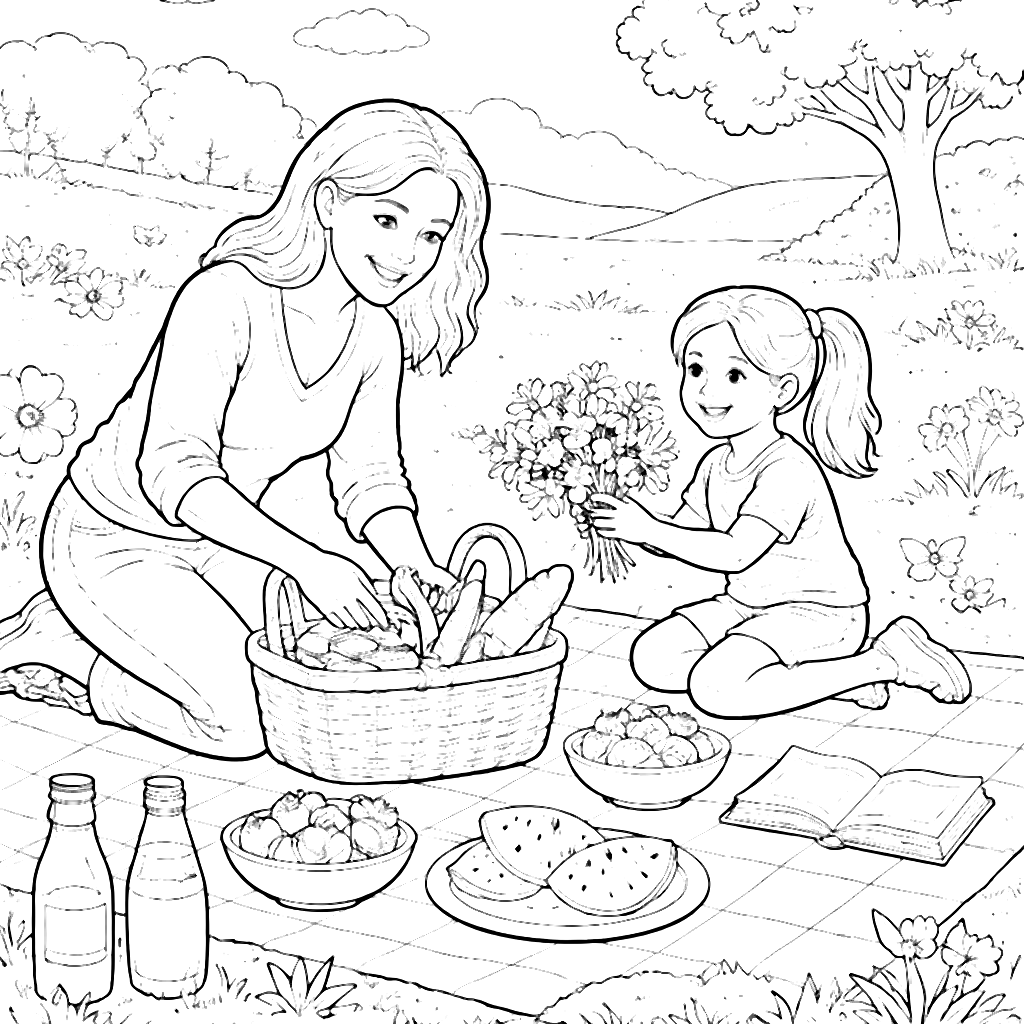 Celebrate Mother's Day with a Fun Picnic Coloring Page