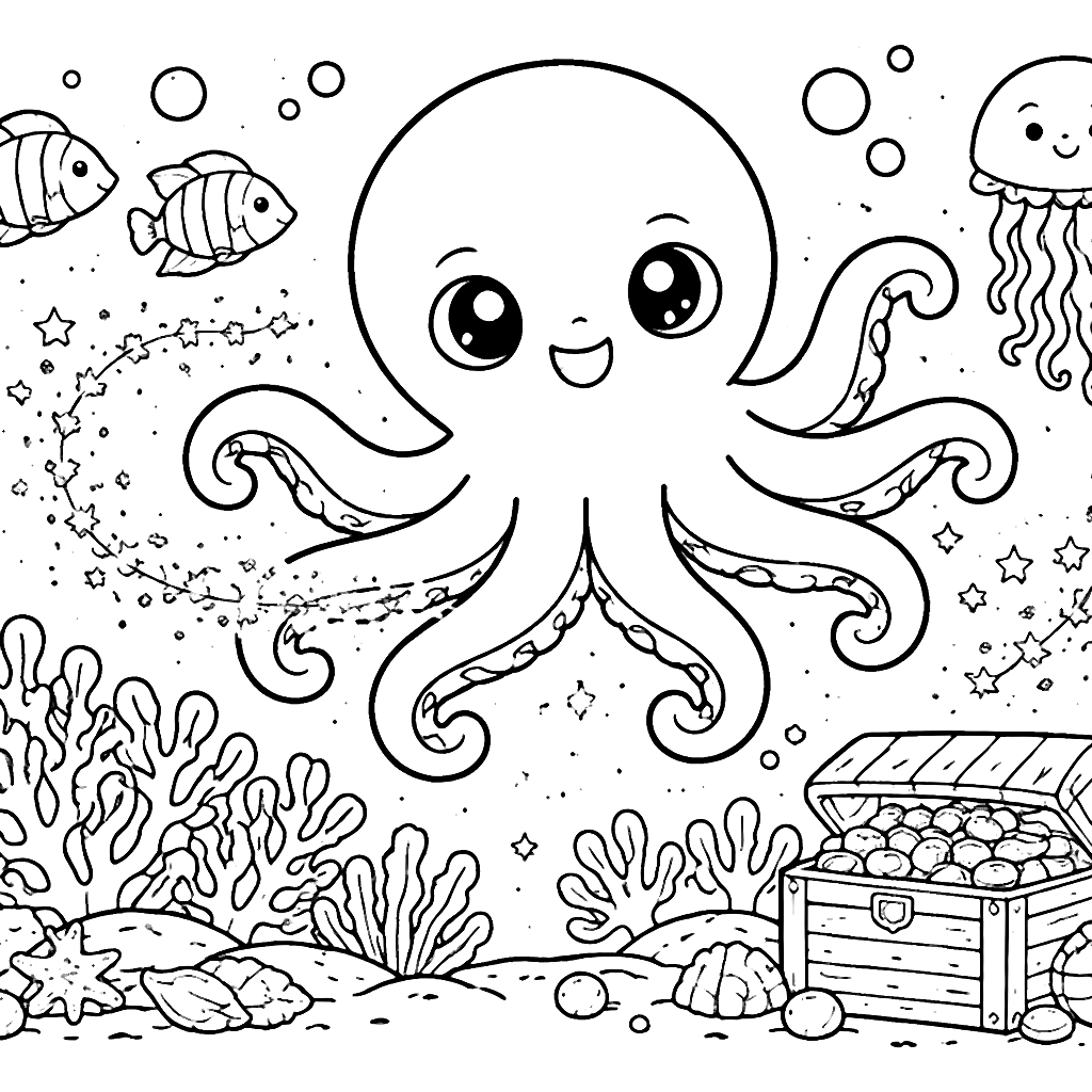 Color the Magical Octopus with Fairy Dust Trail