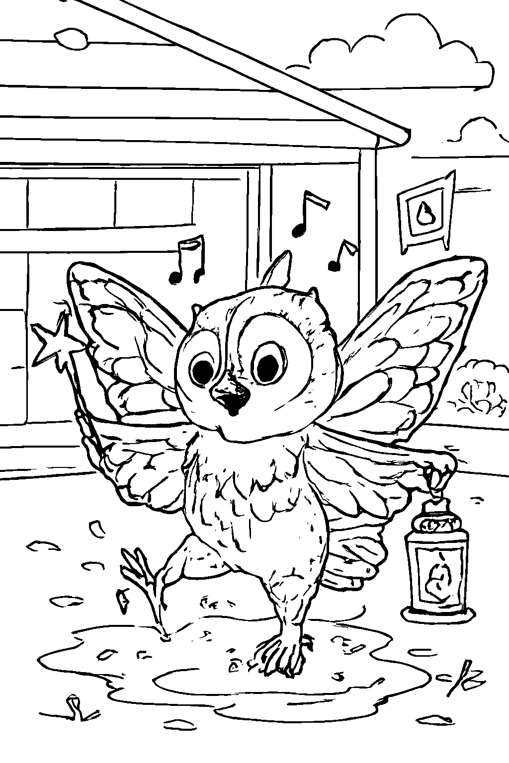 Enchanting Owl with Butterfly Wings Coloring Page