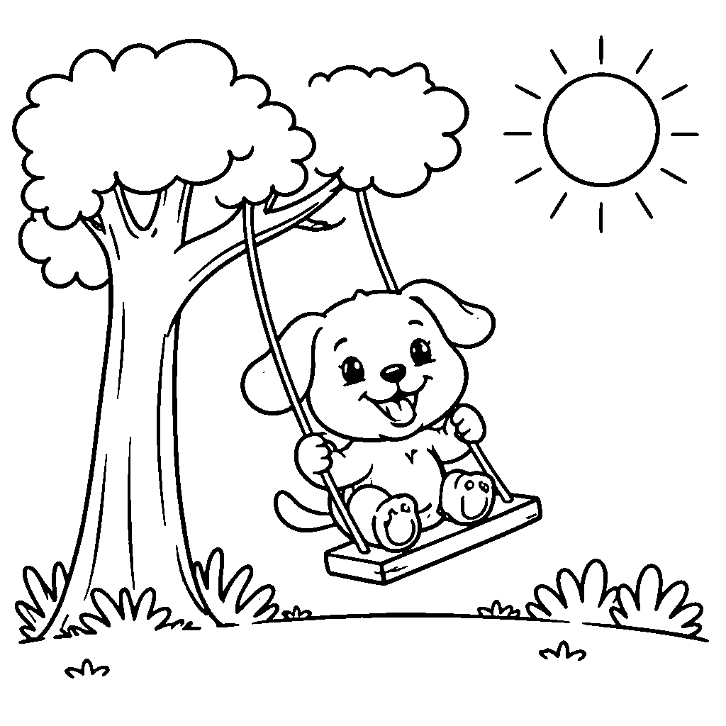 Puppy on a Swing