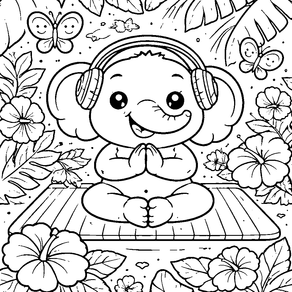 Joyful Playful Elephant Coloring Page
