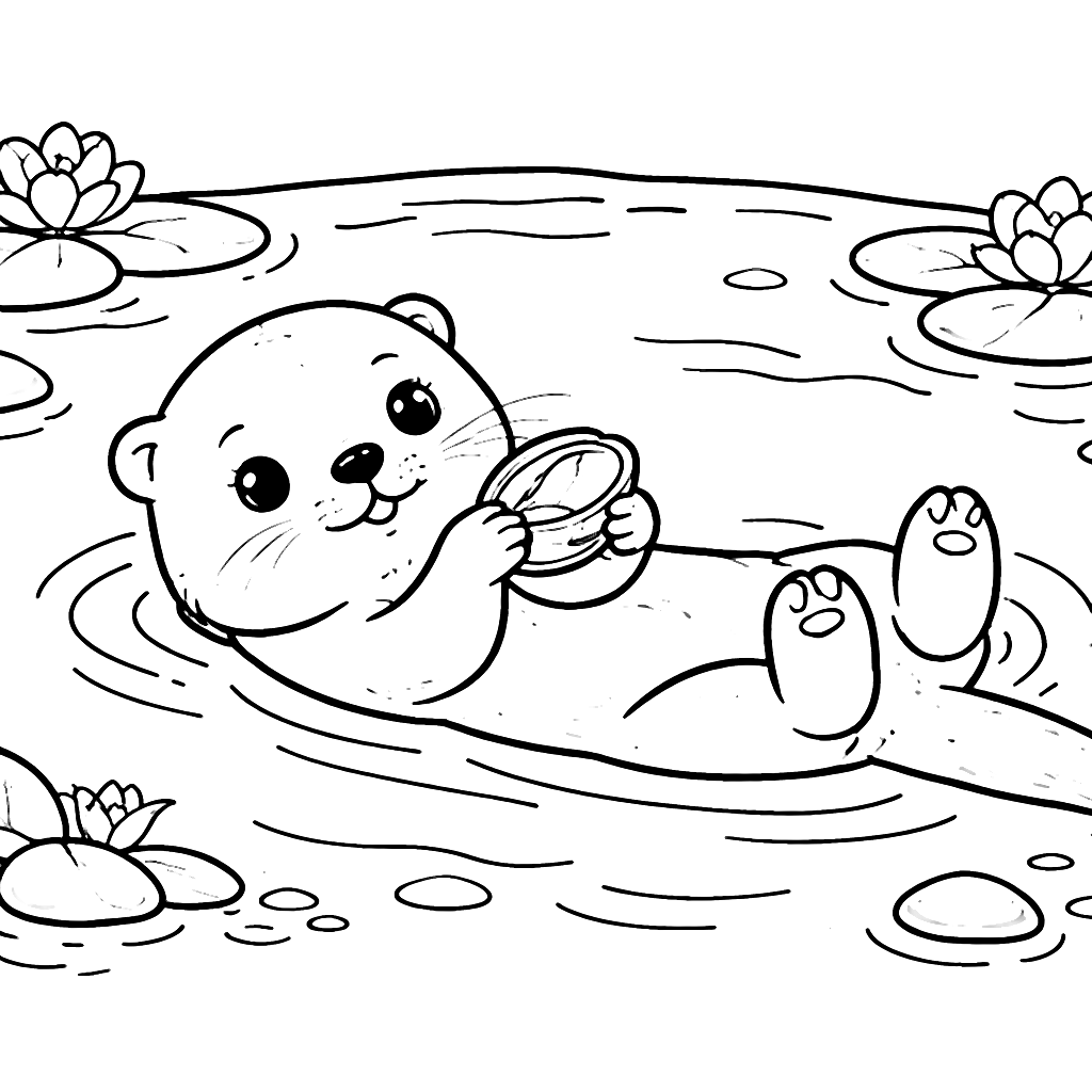 Playful Otter Coloring Page - Fun for Kids to Print