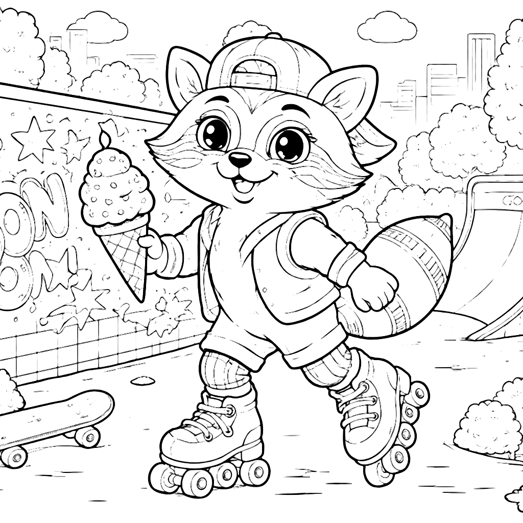 Playful Raccoon Coloring Page for Kids