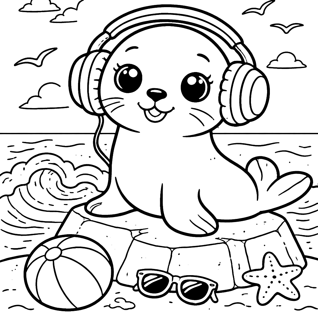Playful Sea Lion Coloring Page for Kids