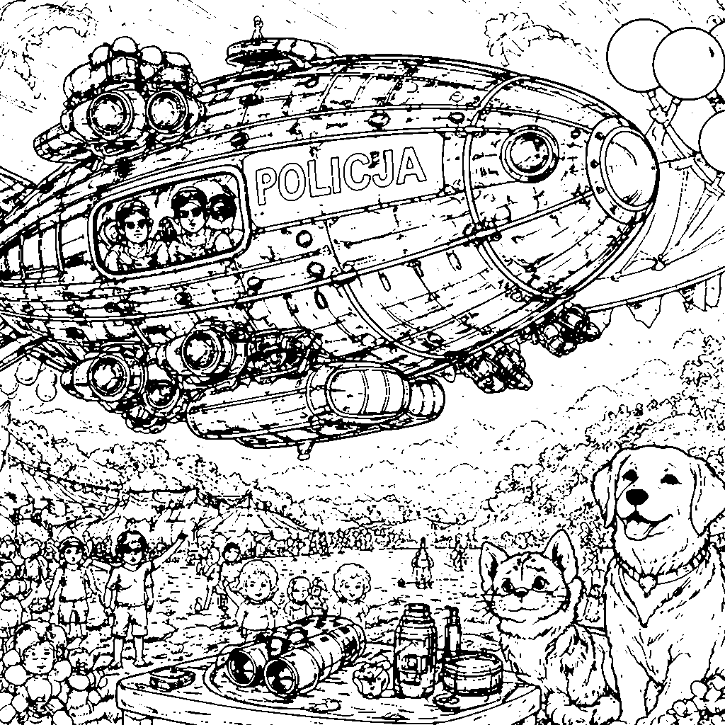 Police Airship Coloring Page for Kids