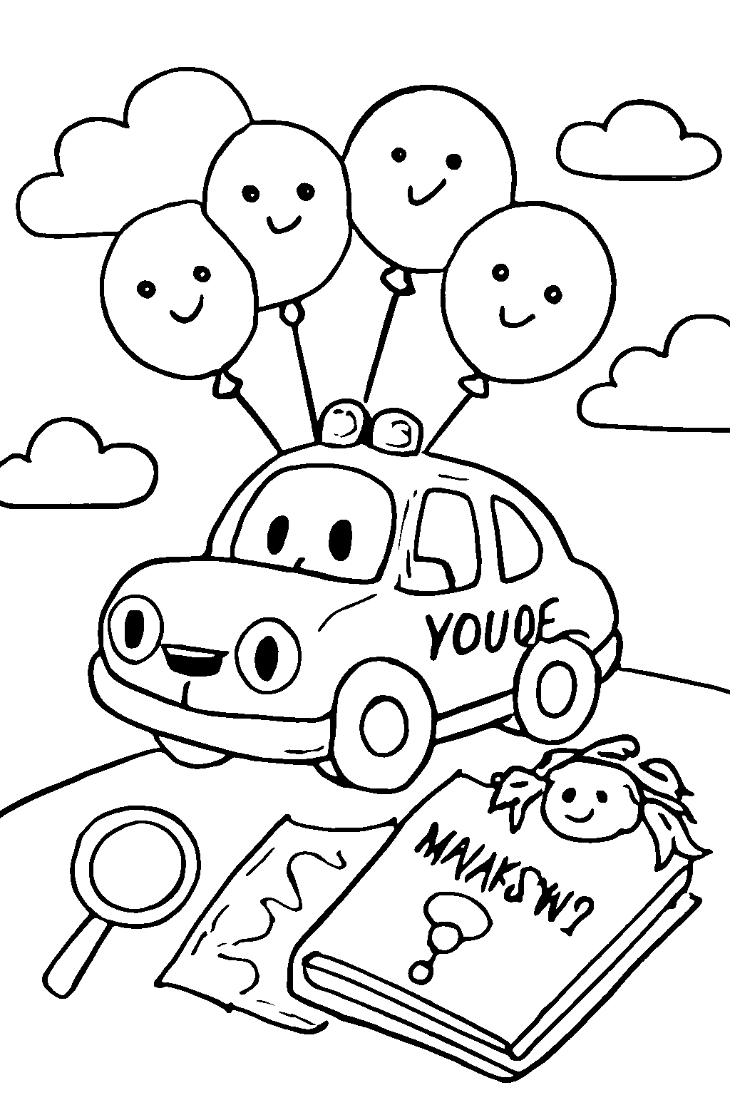 Police Balloon Vehicle Coloring Page for Kids