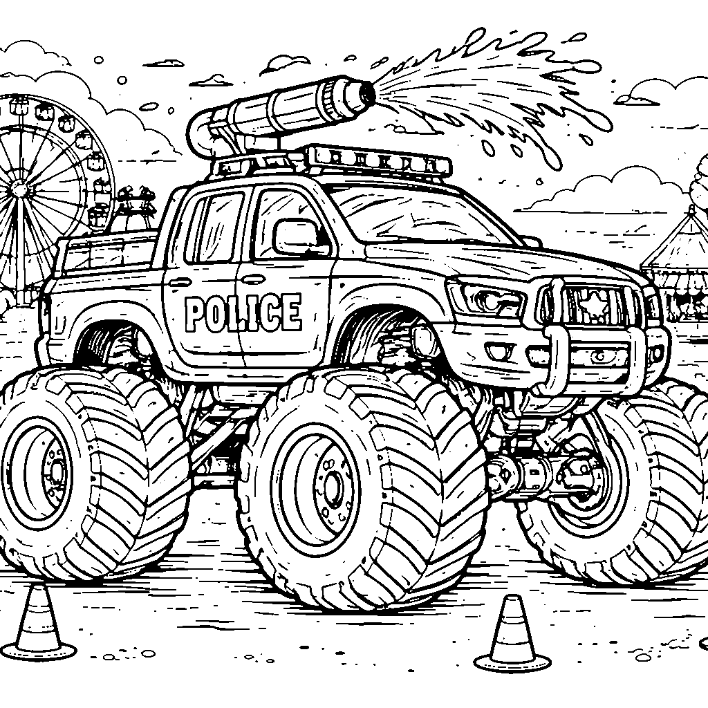 Police Monster Truck Coloring Page