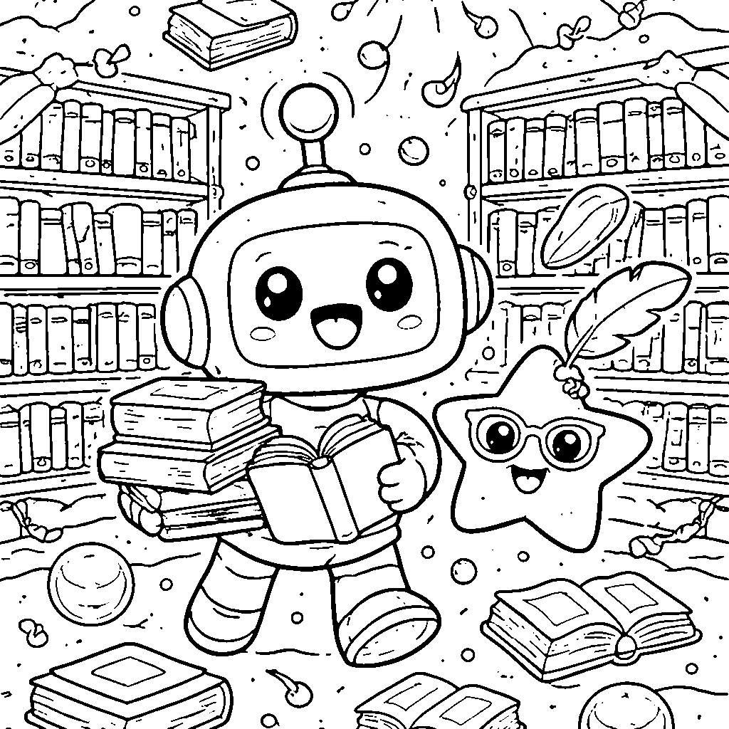 Meet the Robot Librarian: A Coloring Adventure