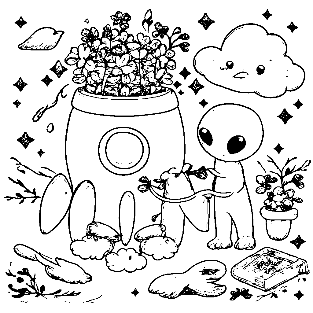 Blast Off with the Rocket Planter Coloring Page!