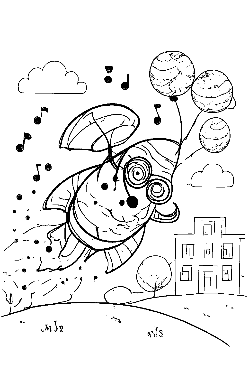 Coloring Page of a Rocket Ship Adventure in Space