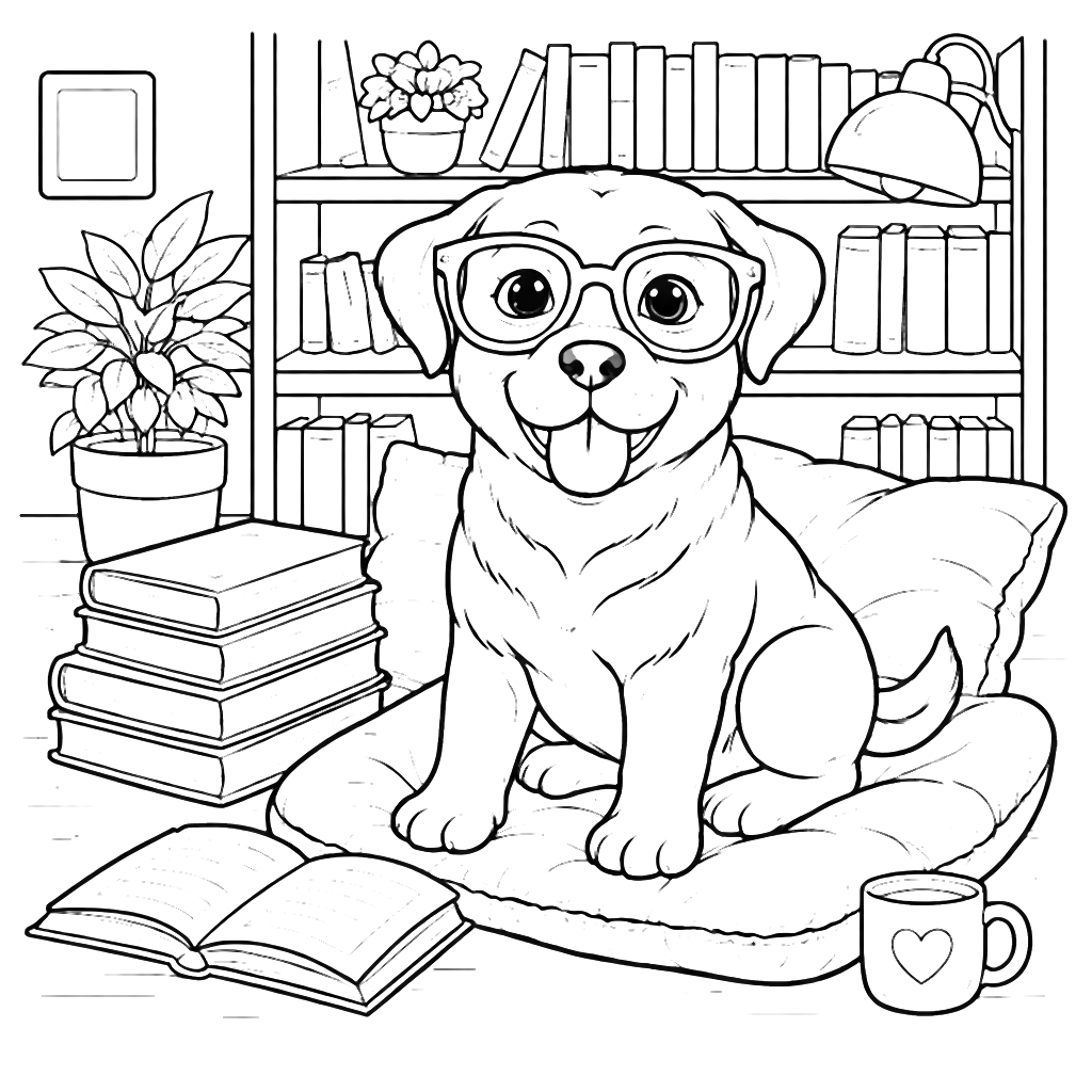 Colorful Rottweiler in Oversized Glasses Coloring Page