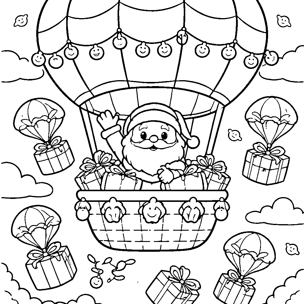 Santa Claus in a Hot Air Balloon