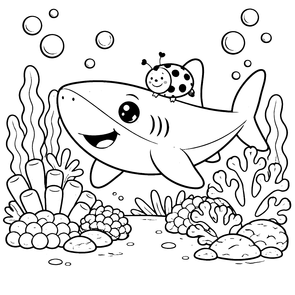 Color the Friendly Shark with a Ladybug