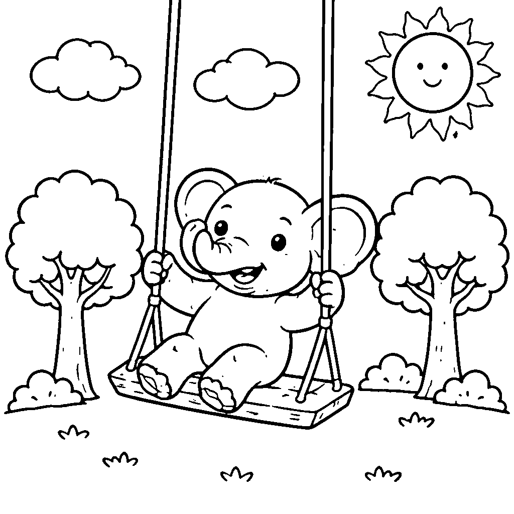 Elephant on a swing