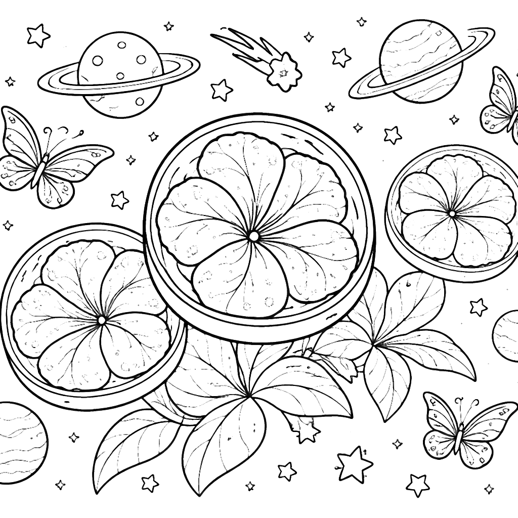 Coloring Page of Cosmic Space Petunias
