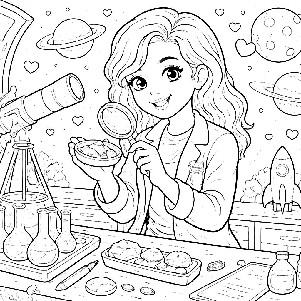 Space Scientist Coloring Page for Kids
