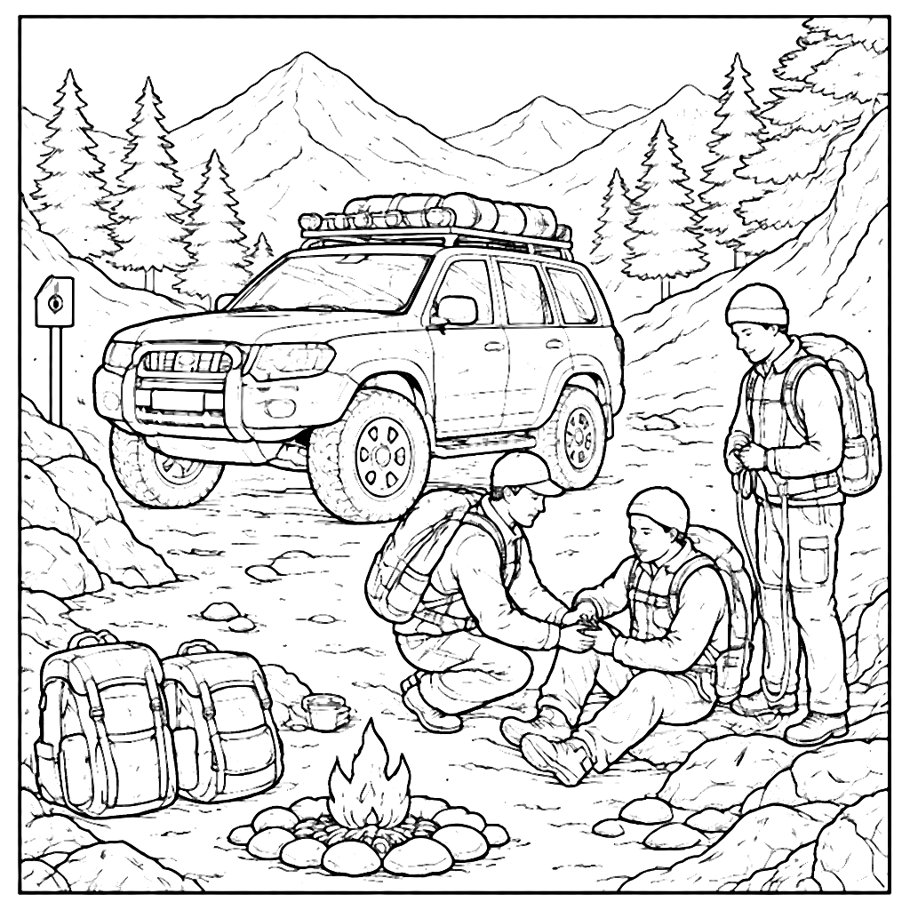 Sport Utility Vehicle Coloring Page: Outdoor Adventure