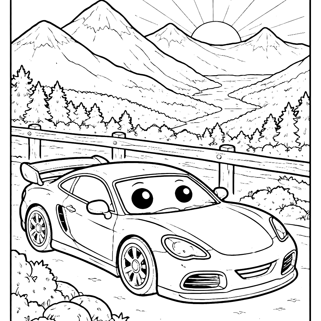Vibrant Sports Cars Coloring Page for Kids