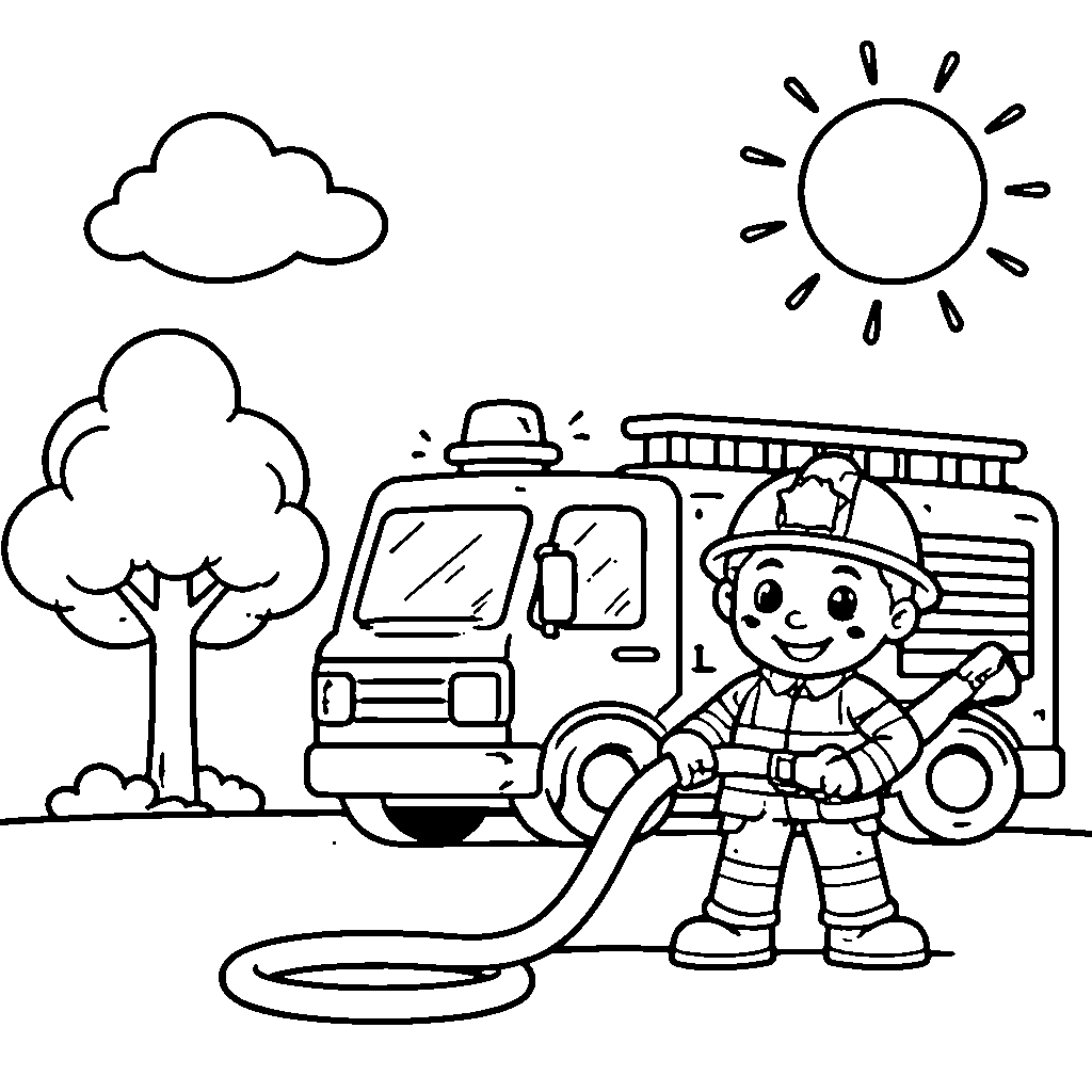 Firefighter by the Fire Truck