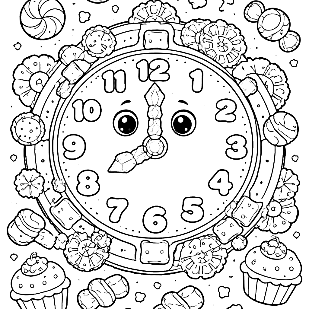 Whimsical Sweets Coloring Page with Floating Candies
