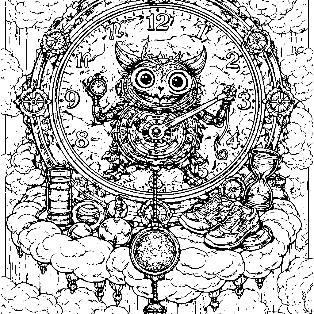 Timekeeper Monster Coloring Adventure