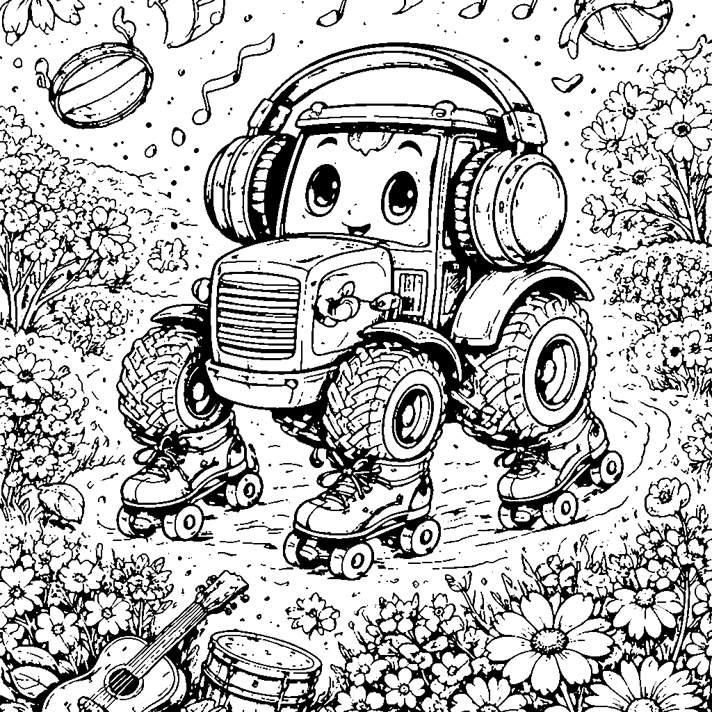 Colorful Tractor Adventure Coloring Page