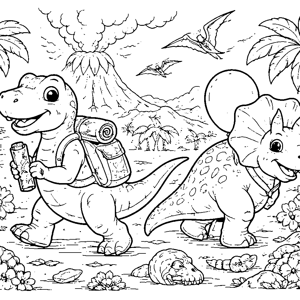 Two Cheerful Dinosaurs