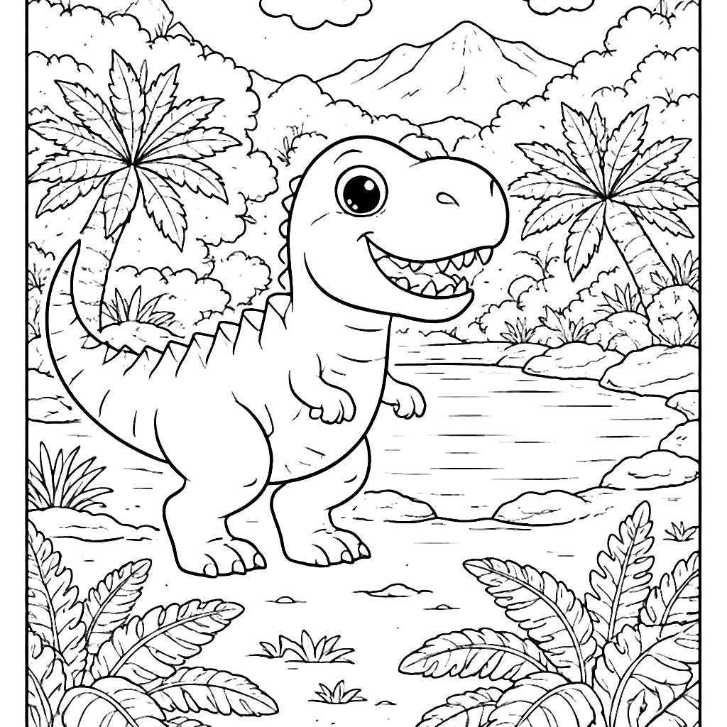 Tyrannosaurus Rex Coloring Page for Kids to Print