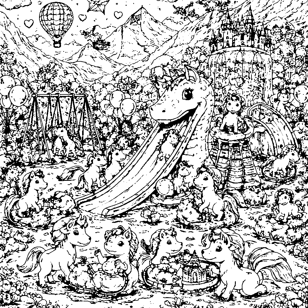 Unicorn Playground Coloring Page
