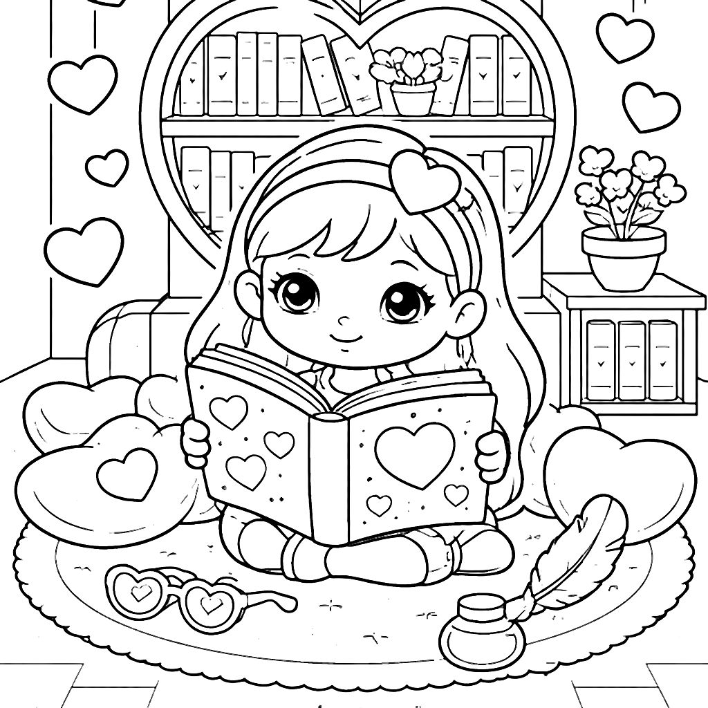 Cozy Valentine's Day Coloring Page for Kids