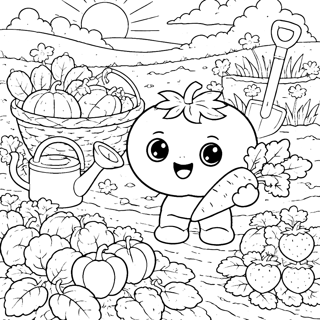 Beautiful Vegetables Coloring Page for Kids