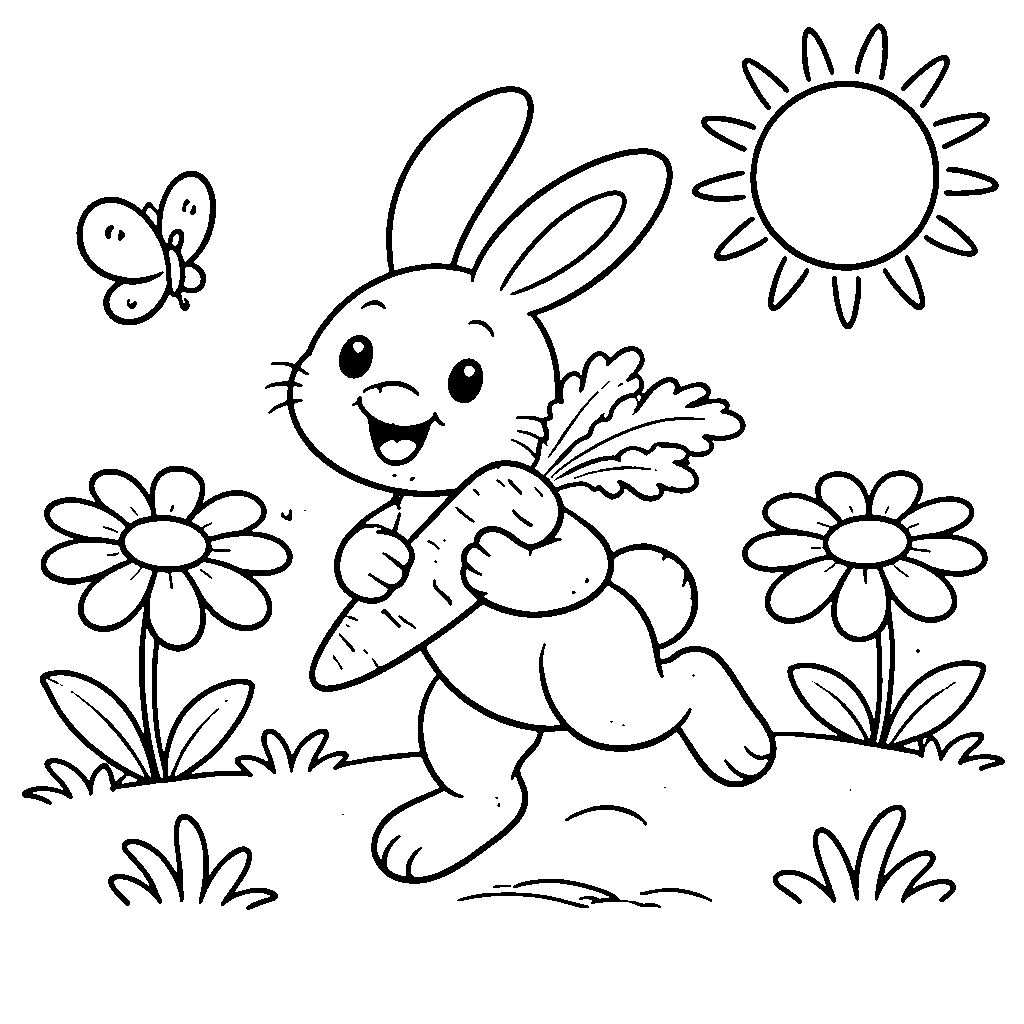 Happy rabbit in a meadow