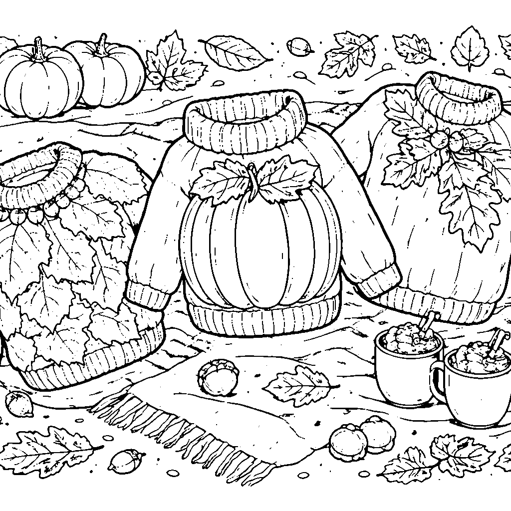 Whimsical Sweater Party Coloring Page
