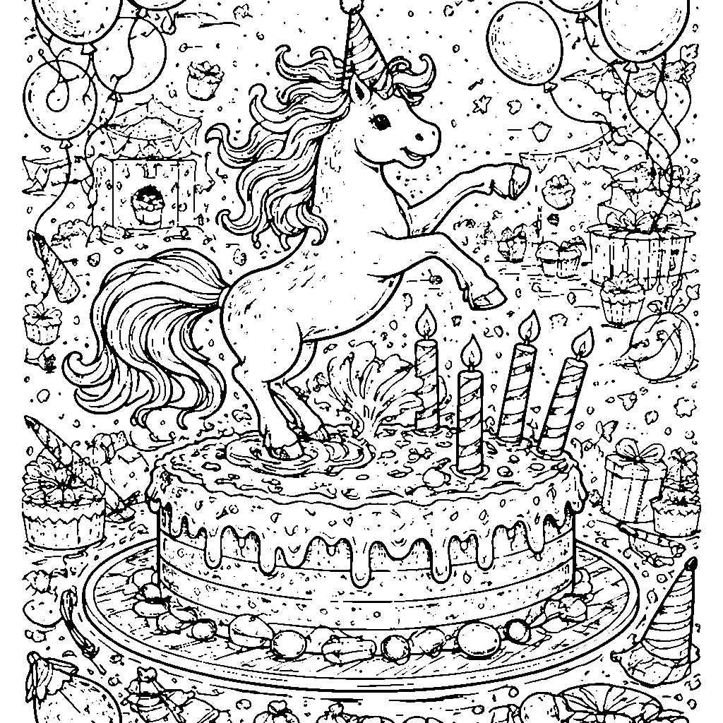 Enchanting Whimsical Unicorn Coloring Page for Kids