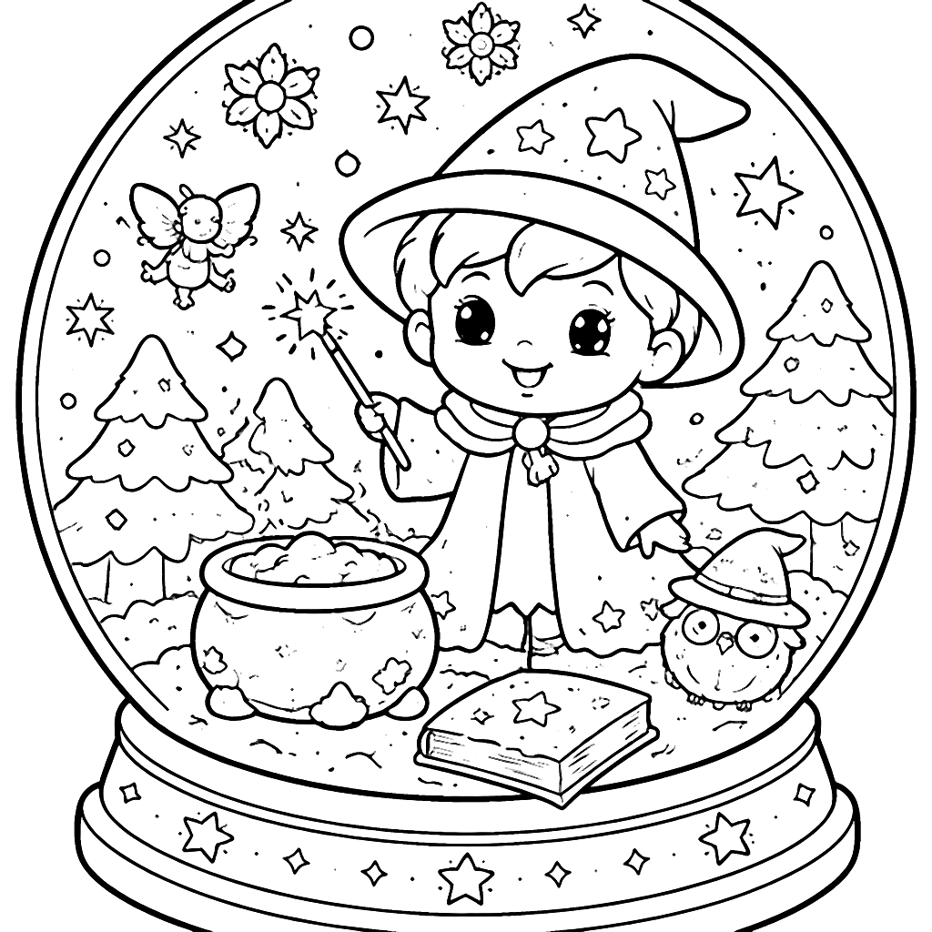 Enchanting Wizards in a Magical Winter Snow Globe