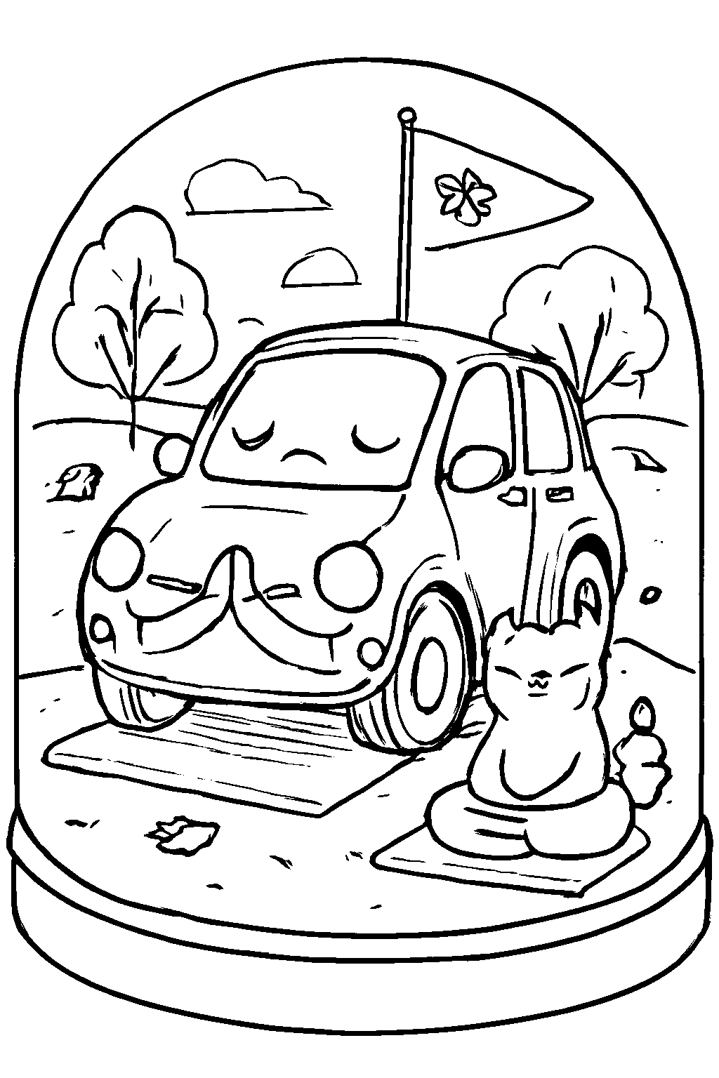 Yoga Car Coloring Page for Kids