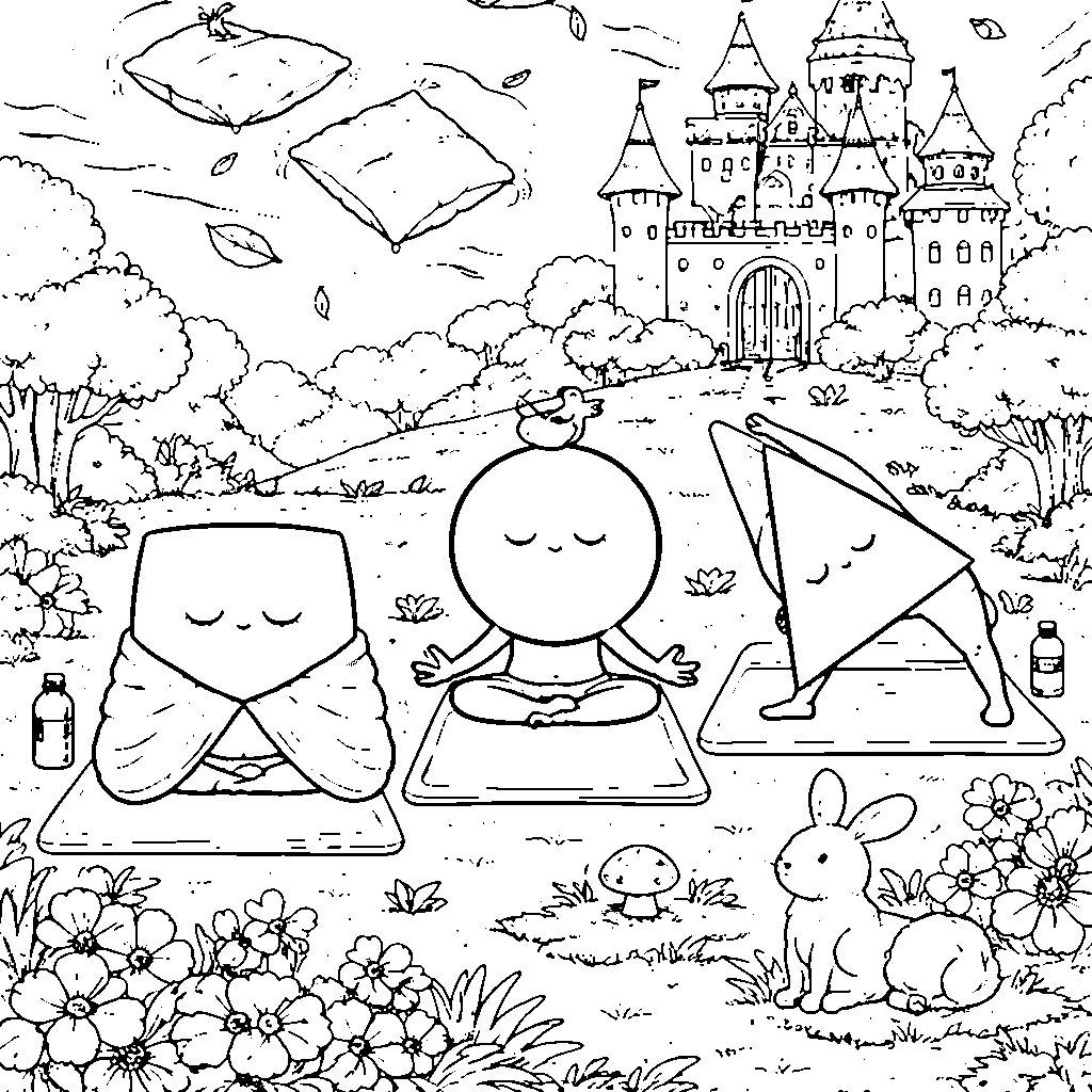 Yoga Practicing Shapes Coloring Page