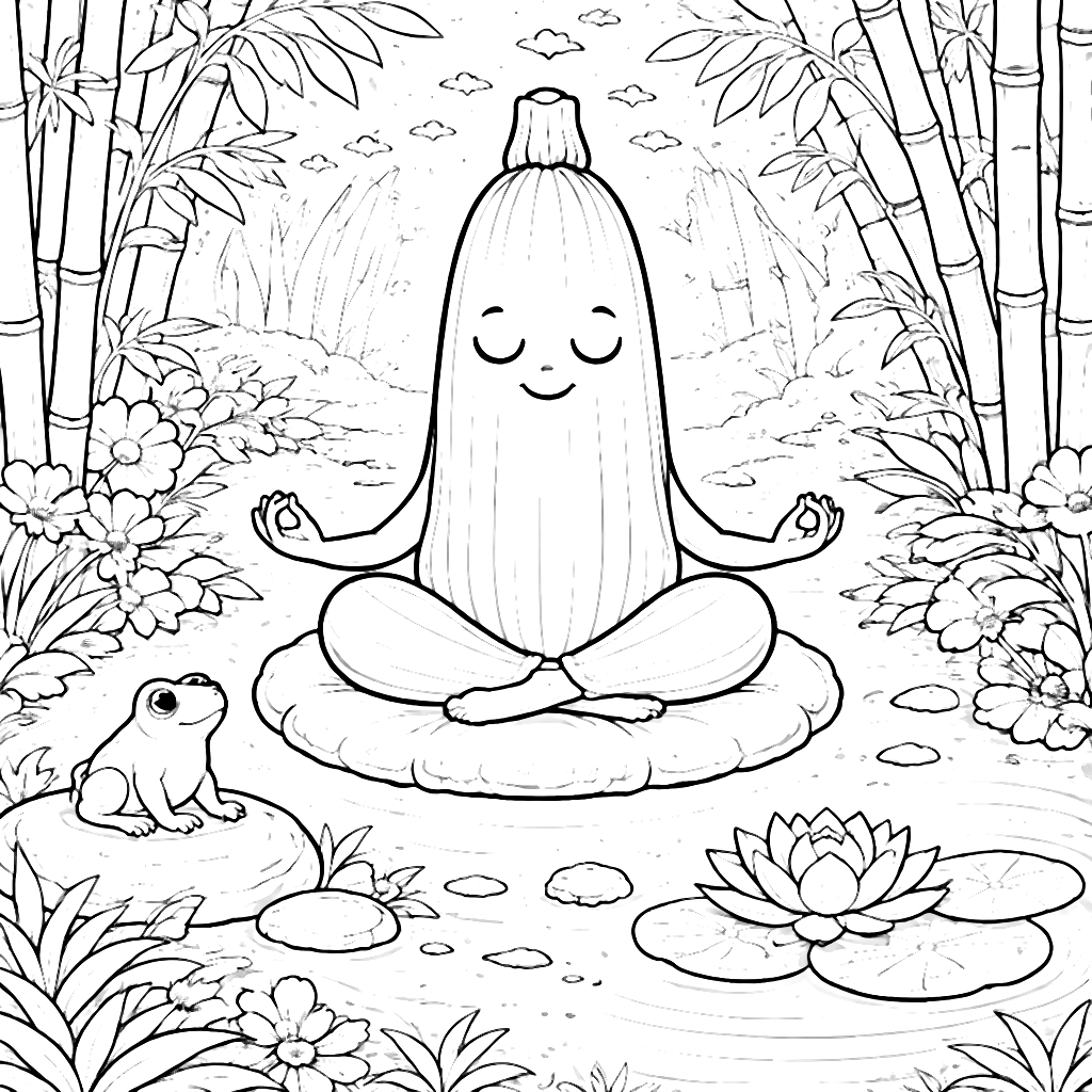 Meditating Zucchini in a Peaceful Forest Clearing